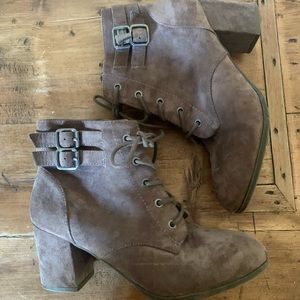 Madden Girl Brown Suede Heeled Boots